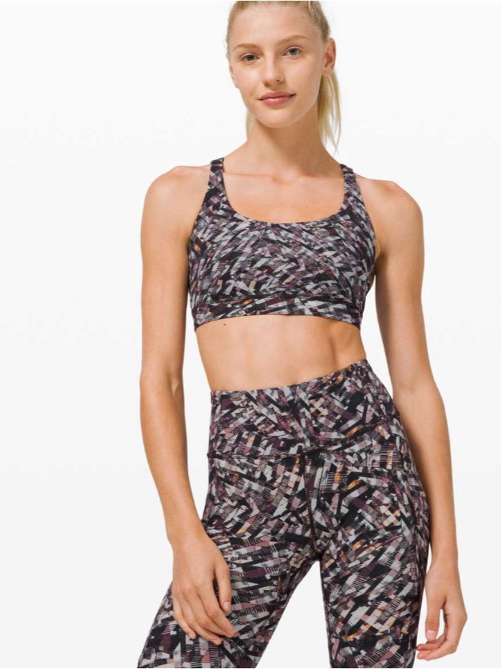 Lululemon Energy Bra *Medium Support, B–D Cup Kaleidoscopic Pink Multi